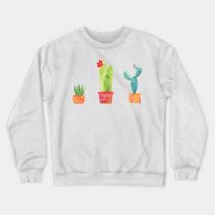 Watercolor Cactuses - Orange Crewneck Sweatshirt